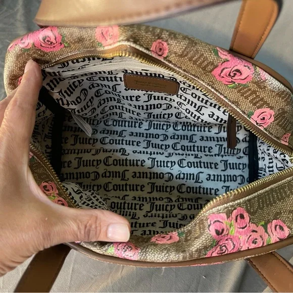 Vintage Y2K Juicy Couture Rose Print Petal Status If The Crown Fits Bowler Bag - Picture 8 of 10